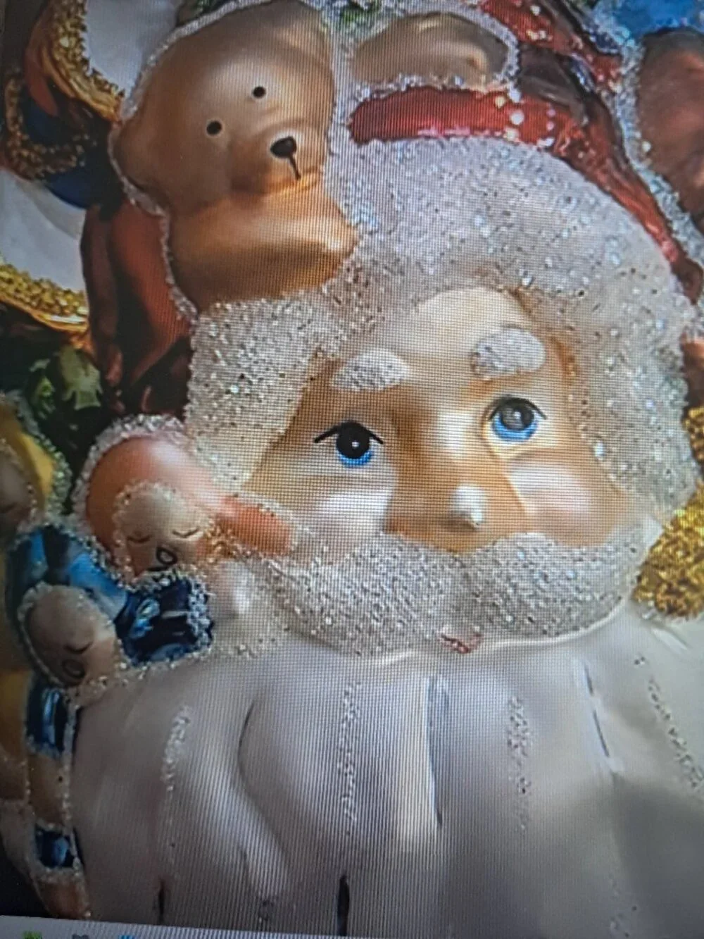 Peggy Abrams Hand Blown, Hand Painted Glass Ornament Santa Face